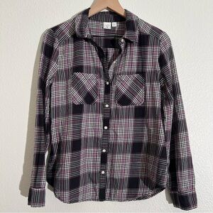 BP Pink Black Grey Stripes Plaid Button Down Shirt Size Medium
